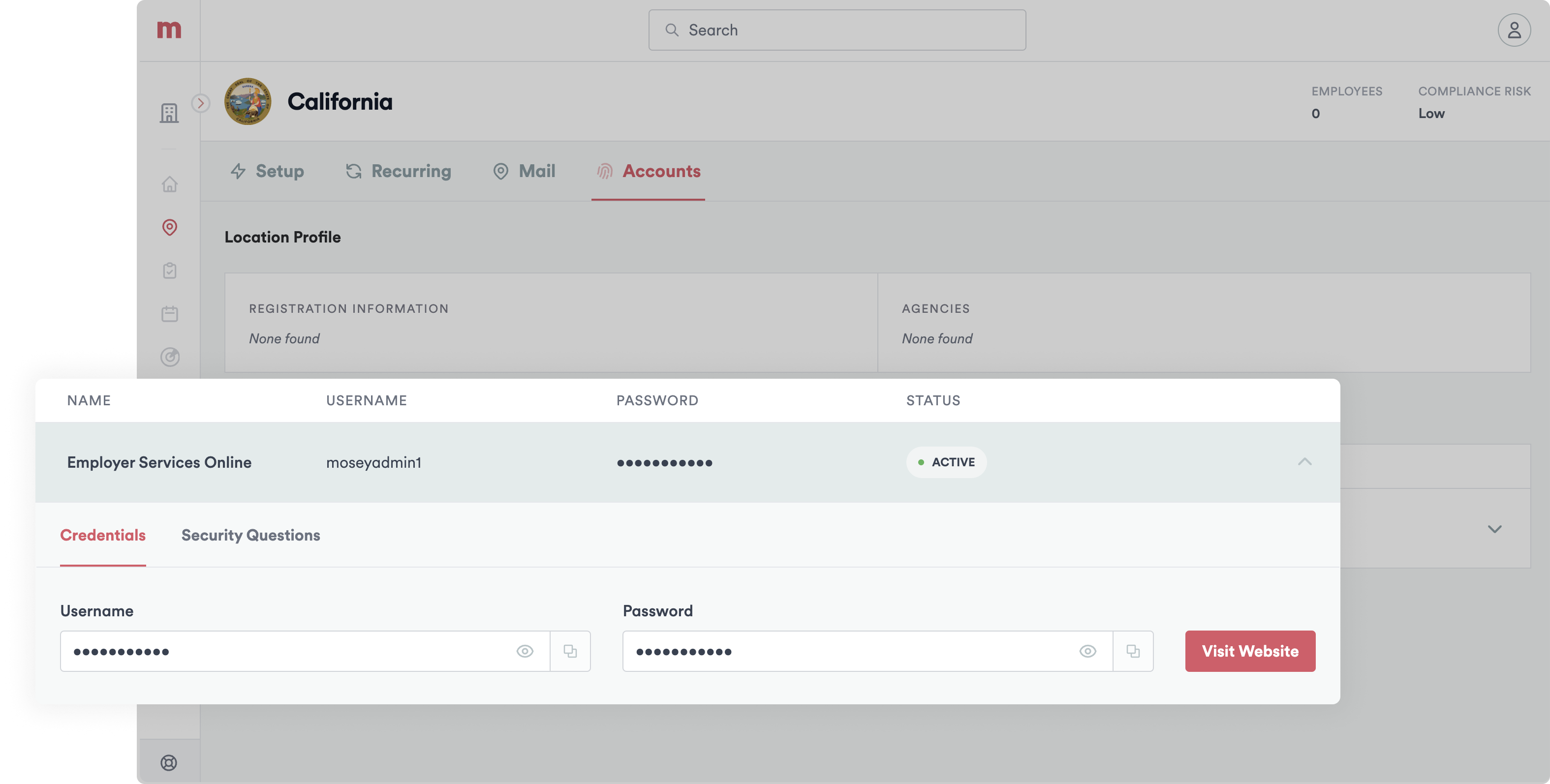 Login with Mosey